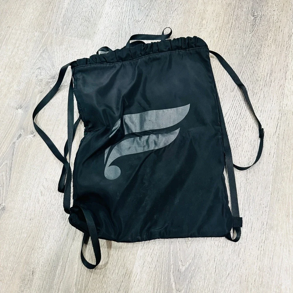 Fabletics Black Drawstring Backpack Quilted‎ Logo Cinch Gym Bag Mens Womens